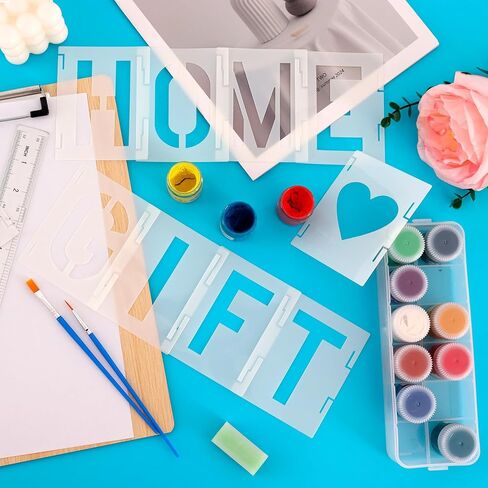 42 PCS رسائل وأرقام من أرقام الإستنسل ، 1 بوصة قابلة لإعادة الاستخدام الأبجدية طقم الاستنسل المتشابكة للطلاء على الخشب ، الجدار ، الصخور ، الزجاج ، السبورة ، اللافتات ، مشاريع فنية DIY (1 بوصة) in Kuwait