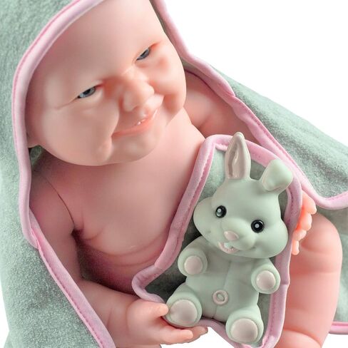 Anatomically Correct Real Girl Baby Doll | 17" All-Vinyl Baby Doll | JC Toys - La Newborn | Comes With Rabbit Hooded Towel and Play Rabbit | Designed by Berenguer | Ages 2+ in Saudi Arabia
