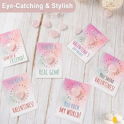 Valentines Day Gifts for Kids - 24 Pack Valentines Cards with Pink Heart Shaped Plastic Stones for Boys Girls Toddlers Valentines Gift Exchange Class Classroom School Valentines Day Party Favors in Kuwait