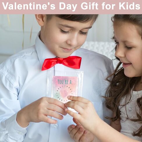 Valentines Day Gifts for Kids - 24 Pack Valentines Cards with Pink Heart Shaped Plastic Stones for Boys Girls Toddlers Valentines Gift Exchange Class Classroom School Valentines Day Party Favors in Kuwait