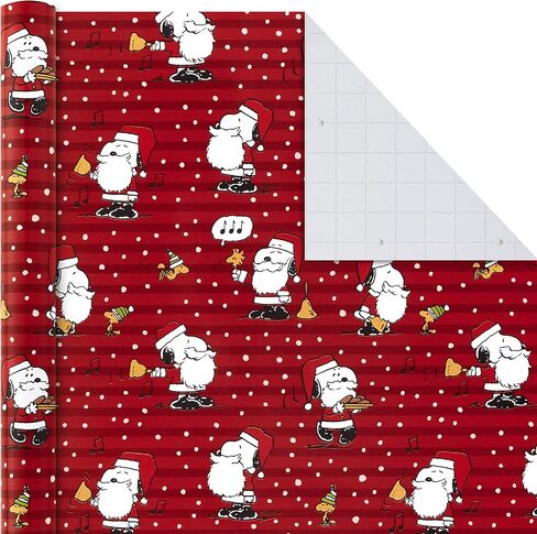 Hallmark Christmas Peanuts Wrapping Paper with Cut Lines on Reverse (Pack of 3, 105 sq. ft. ttl) Snoopy, Charlie Brown, Woodstock (5JXW1036) in Saudi Arabia