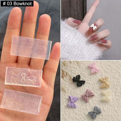 3Pcs Resin Nail Art Decorations Mold Mini Size Rose Daisy Floral Silicone Mold Pendant Jewelry Making Tools DIY Design Nail Art Rose Flower Miniature 3D Embossed Handmade (# 01 Rose Flower) in Kuwait