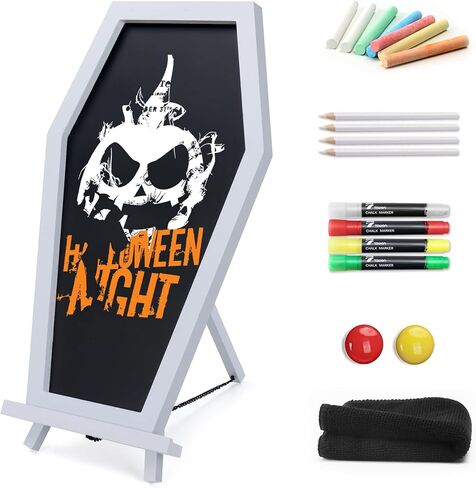 لوح من السبورة التابوت ، لوحة الطباشير الموقوفة ثلاثة أرجل للمكتب ، السبورة المغناطيسية ، علامة على الطاولة للمنزل ، المكتب والمدرسة - ديكورات القوطية القوطية ، 17''x10.5 '' ، الأسود in Kuwait