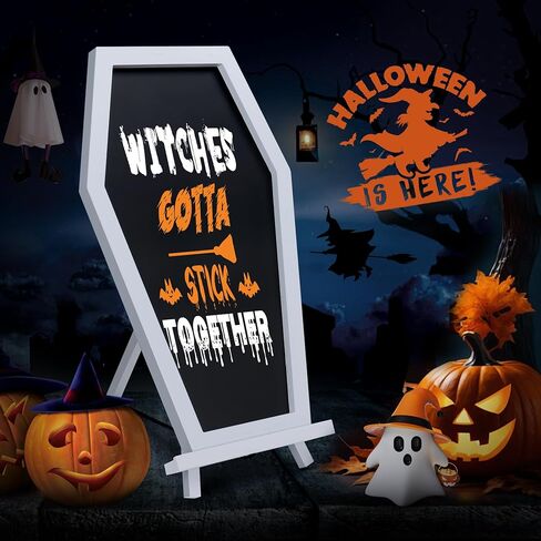 لوح من السبورة التابوت ، لوحة الطباشير الموقوفة ثلاثة أرجل للمكتب ، السبورة المغناطيسية ، علامة على الطاولة للمنزل ، المكتب والمدرسة - ديكورات القوطية القوطية ، 17''x10.5 '' ، الأسود in Kuwait