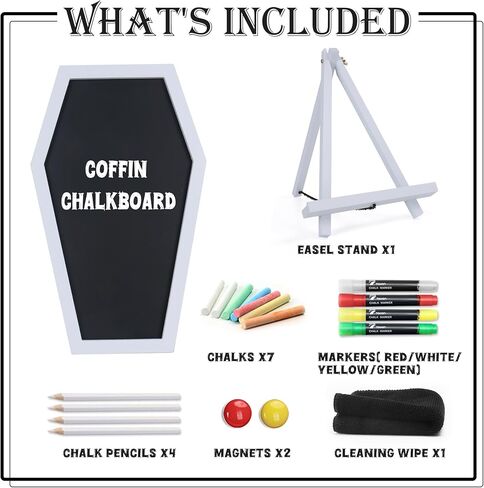 لوح من السبورة التابوت ، لوحة الطباشير الموقوفة ثلاثة أرجل للمكتب ، السبورة المغناطيسية ، علامة على الطاولة للمنزل ، المكتب والمدرسة - ديكورات القوطية القوطية ، 17''x10.5 '' ، الأسود in Kuwait