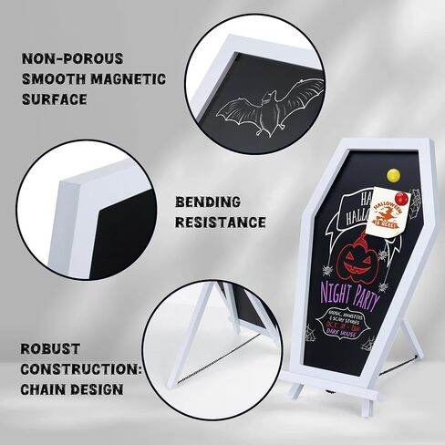 لوح من السبورة التابوت ، لوحة الطباشير الموقوفة ثلاثة أرجل للمكتب ، السبورة المغناطيسية ، علامة على الطاولة للمنزل ، المكتب والمدرسة - ديكورات القوطية القوطية ، 17''x10.5 '' ، الأسود in Kuwait