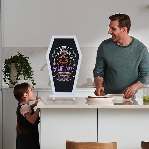 لوح من السبورة التابوت ، لوحة الطباشير الموقوفة ثلاثة أرجل للمكتب ، السبورة المغناطيسية ، علامة على الطاولة للمنزل ، المكتب والمدرسة - ديكورات القوطية القوطية ، 17''x10.5 '' ، الأسود in Kuwait