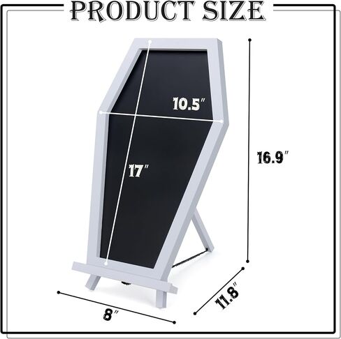 لوح من السبورة التابوت ، لوحة الطباشير الموقوفة ثلاثة أرجل للمكتب ، السبورة المغناطيسية ، علامة على الطاولة للمنزل ، المكتب والمدرسة - ديكورات القوطية القوطية ، 17''x10.5 '' ، الأسود in Kuwait