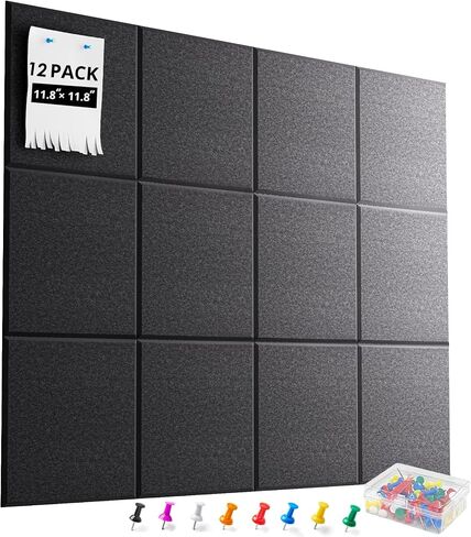 Large Cork Board for Wall 36"x 24", Black Bulletin Board Felt Wall Tiles, 6 Packs Cork Boards with Safe Adhesive Tabs with Pushpins,Cork Board for Office Pin Board Tack Board Cork Boards in Saudi Arabia