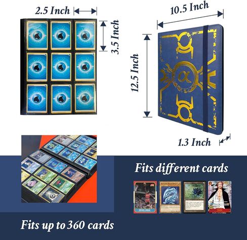 CARD DICT Trading Card Binder with 40 Protective Pages, Compatible with Standard Sized Cards, Faux Leather Cover, Blue in Saudi Arabia
