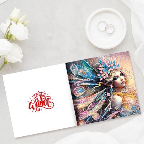 pigpigboss 6 Packs Fairy Diamond Painting Art Greeting Card with Envelop, Butterfly Flower Girl Diamond Painting Greeting Card, Angel Wings Cards with Diamonds in Saudi Arabia