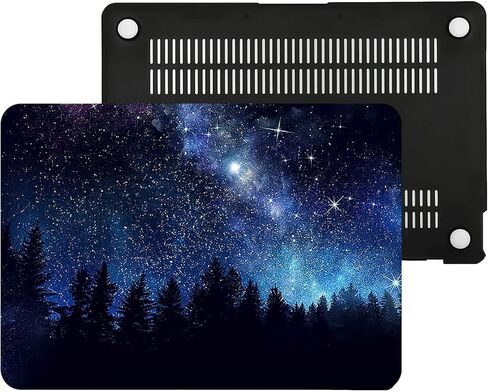 Compatible with MacBook Pro 14 Inch Case 2023/2022/2021 Release M3 A2918 A2992/M2 A2779/A2442 M1 Pro Max Chip, Plastic Hard Shell Case & Keyboard Cover & Screen Protector - Forest Night Sky in Kuwait