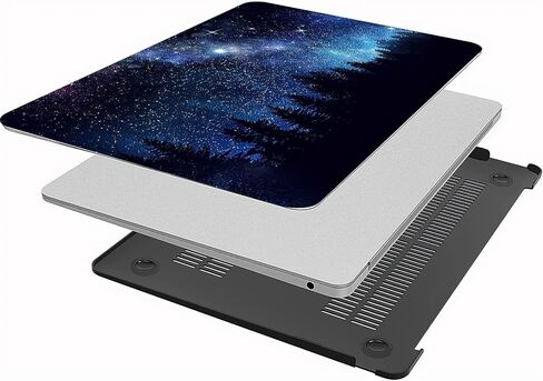 Compatible with MacBook Pro 14 Inch Case 2023/2022/2021 Release M3 A2918 A2992/M2 A2779/A2442 M1 Pro Max Chip, Plastic Hard Shell Case & Keyboard Cover & Screen Protector - Forest Night Sky in Kuwait