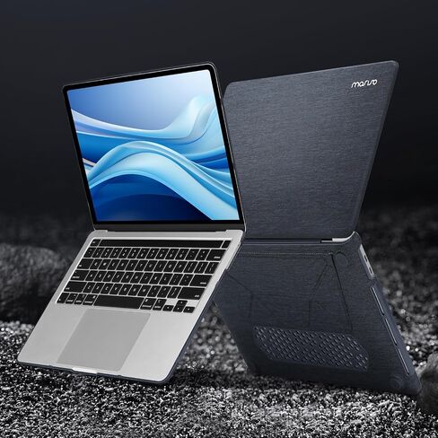 MOSISO Compatible with MacBook Pro 13 inch Case M2 2025, 2024, 2023, 2022-2016 A2338 M1 A2251 A2289 A2159 A1989 A1708 A1706, Knit Fabric Coated Plastic Hard Shell Case with Fold Kickstand, Black in Kuwait