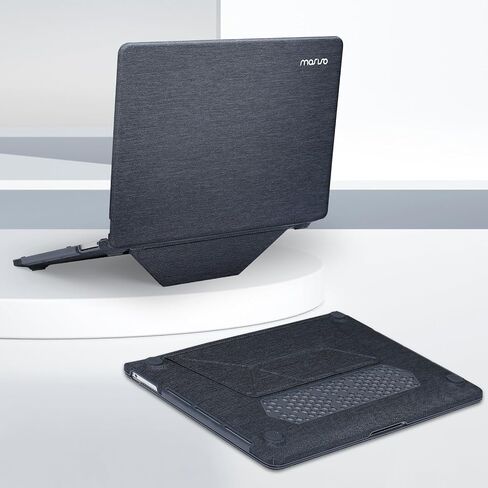MOSISO Compatible with MacBook Pro 13 inch Case M2 2025, 2024, 2023, 2022-2016 A2338 M1 A2251 A2289 A2159 A1989 A1708 A1706, Knit Fabric Coated Plastic Hard Shell Case with Fold Kickstand, Black in Kuwait