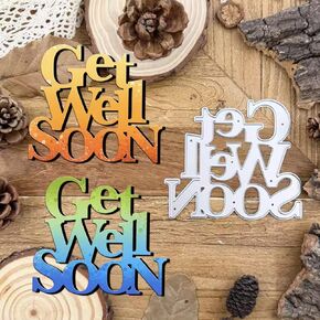 GET Well Soon Words Metal Die Cuts Dies Stencil, GET Well Soon Words Cutting Dies Cut Stencils DIY Scrapbooking Cards Photo Album Craft Embossing Paper Dies for Album Card Scrapbooking Making
