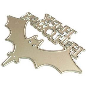 Silver Happy Halloween Bat Metal Cutting Dies Stencil DIY Scrapbooking Album Paper Card Template Mold Embossing Decoration Metal Cutting Dies for Scrapbooking Die-Cuts Die-Cutting and Embossing