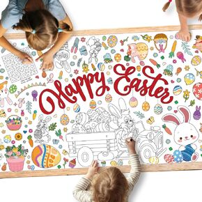 Giant Easter Coloring Poster for Kids - 30 x 72 Inches Jumbo Easter Party Decorations TableCover Painting Paper Tablecloth for Happy Easter Themed School Activitys Party Supplies in Kuwait