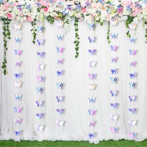 Zonon 3D Butterfly Hanging Garlands Decoration Butterfly Laser Paper Party Streamers Backdrop for Graduation Wedding Birthday Fairly Baby Shower Party Decorations(4 Pieces)