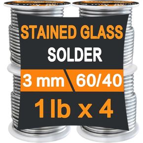 60/40 Solder for Stained Glass, 1/8"(3mm) Dia, 1 lb Spool, Supplied by ANOSON