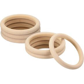 uxcell 6Pcs 85mm(3.3-inch) Natural Wood Rings, 10mm Thick Smooth Unfinished Wooden Circles for DIY Crafting, Knitting, Macrame, Pendant