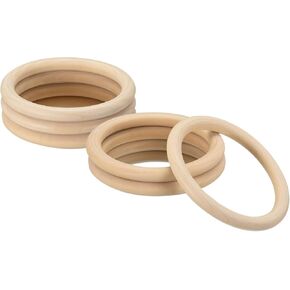 uxcell 6pcs 85mm (3.3 بوصة) حلقات خشبية طبيعية ، ودوائر خشبية غير مكتملة سميكة 10 مم لصياغة DIY ، والحياكة ، والماكرين ، والقلادة