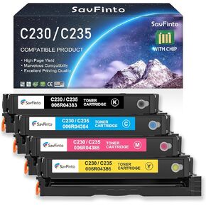 C235 C230 Toner Cartridge (with Chip) Replacement for Xerox 006R04383 006R04384 006R04385 006R04386 Compatible for Xerox C235 C230 C235DNI C230DNI Printer (1500 Pages,BCMY, 4-Pack)