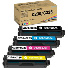 C230 C235 Toner Cartridge (with Chip) 006R04391 006R04392 006R04393 006R04394 Replacement for Xerox C230 C235 Toner for Xerox C235DN C230DNI Printer High Capacity Black:5,500;CMY:4,500 Pages