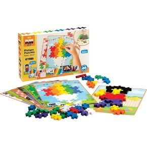 PLUS PLUS - BIG - BIG Picture Puzzles, Basic Color Mix - Construction Building Stem Toy, Interlocking Large Puzzle Blocks for Toddlers and Preschool