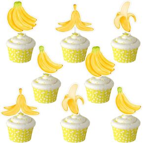 36pcs زخارف عيد ميلاد الموز ، واحد هو موز كب كيك أعلى القبعات الفاكهة الاستوائية خيار كب كيك للي ،