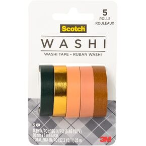 Scotch Washi Tape, Sunset Design, 5 Rolls, Great for Bullet Journaling, Scrapbooking and DIY Décor (C1017-5-P5)