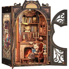 CUTEBEE DIY Book Nook Kit, Miniature House Dollhouse Kit for Adults Teens, Booknook Bookshelf Decor Alley, Model Build-Ancient Chinese Heroine DIY Gift Idea with LED Light (The Legend of Mulan)