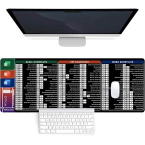 Excel Shortcut Keys Mouse Pad Desk Pad Extended Large Office Keyboard Mat, Gaming Mousepad with Non Slip Rubber Base Stitched Edge, Desk Mat for Keyboard and Mouse for Office and Home(35.4X15.7Inch)