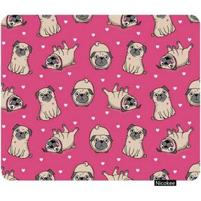 لطيف Pug Dog Gaming Mouse Pad Pugs Pink Girl Dog Puppy Pad Non-Slip Rubber Mouse لأجهزة الكمبيوتر ، الكمبيوتر المحمول ، المكتب ، مستطيل منزلي مخصص Mousepad 9.5 بوصة × 7.9 بوصة