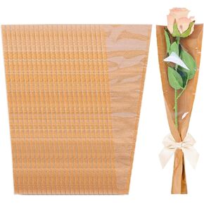 Whaline 50Pcs Single Flower Wrapping Bags Kraft Paper Floral Packing Sleeves Bouquet Bags Clear Flower Wrapping Sleeves for Wedding Birthday Valentine's Day Mother's Day Gift, 4.9 x 1.6 x 15.7 Inch