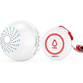 SINGCALL Wireless Caregiver Pager Smart Call System 1 SOS Call Buttons/Transmitters 1 Plugin Receiver Nurse Calling Alert Patient Help System for Home Personal Attention