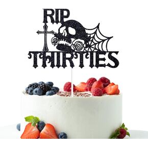Rip Thirties Cake Topper, Death to My 30s, Old English Theme 40th Birthday Party Decorations, Funny Over the Hill Birthday Sign, Rip My Youth Celebration Decor