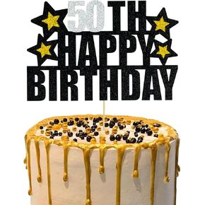 Happy 50th Birthday Cake Topper, Glitter 50th Birthday Cake Decoration, Perfect for 50th Birthday Cake Decor and Party Decorations