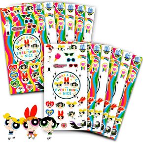 Powerpuff Girls Party Favors for Boys & Girls Bundle ~ 12 Pack Powerpuff Girls Sticker Sheets for Kids Birthday Party Goodie Bags | Powerpuff Girls Party Supplies Set