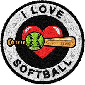 I Love Softball Patch Embroidered Iron on Patches for Clothes Backpacks Bags Jeans Jackets Size 3" ID45095