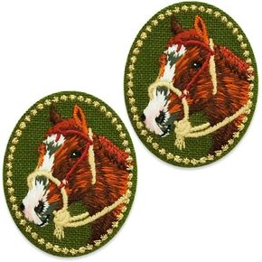 Expo International Henry Horse Embroidered Iron Applique/Patch Pk/2 Tulle, Multi Colors