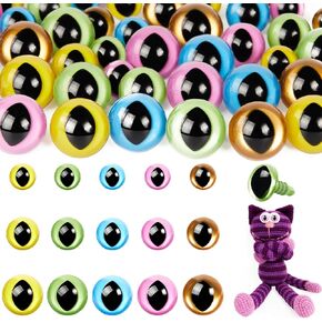 MUCUNNIA 80pcs 12-18mm Plastic Safety Eyes for Amigurumi Cat Eyes for Craft Safety Eyes for Crochet Doll Dragon Eyes for Stuffed Animals with Washers for DIY Crafts,Puppet Decorations(5 Colors)