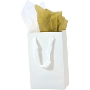 JUNESHE Gift Bags with Handles &Tissue Paper,4 Pack Small White Gift Bags,5"×3"×8" Gift Wrap for Wedding, Birthday, Shopping, Thanksgiving, Christmas