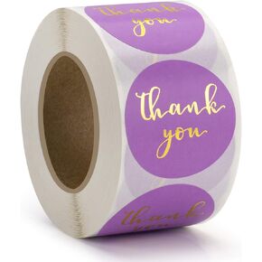 1.5'' Thank You Stickers, Adhesive Gold Font Thank You Stickers Labels, Round Small Business Stickers, Ideal for Bakery, Boutiques,Retailers & Small Business Owners, 500 Labels Per Roll