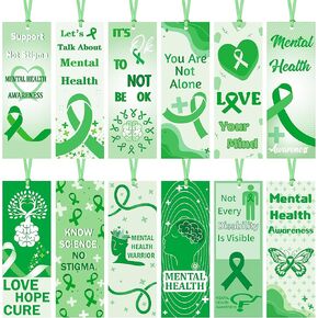 Haooryx 123Pcs Mental Health Awareness Bookmarks, Support Not Stigma Book Marks Know Science No Stigma Not Every Disability is Visible Bookmarks Fundraiser Event Classroom Stationery Handout Supplies