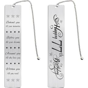 Jzxwan Happy 77th Birthday Gifts for Women Men, 77 Year Old Birthday Bookmark, Female 77 Yr Old Bday Card Gift Ideas, 1948 Book Mark for Woman Man, 77th Bday Decorations