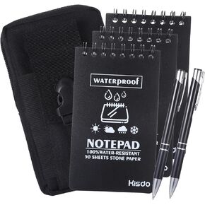 6 Pcs Waterproof Notebook Set, Write in The Rain Notebook, All Weather Notebook, Police Notepad, Field Notes Notebooks, 3 × 5" Pocket Notebook with Pen and Cover for Outdoor Activities Recording Black