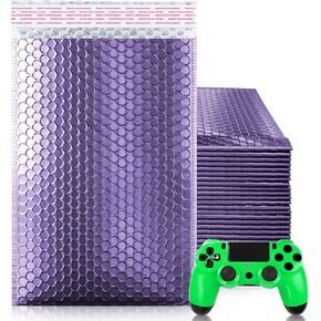 ABC Purple Metallic Bubble Mailers, 6.5 x 10.5 Inches. 25 Pack Metallic Bubble Envelope with Self-Seal Closure. Waterproof Poly Mailers Metallic. Bright Metallic Packaging Envelopes for Shipping