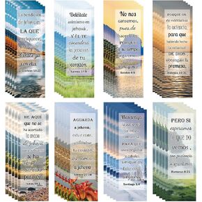 Spanish Christian Verses Bookmarks Books of The Bible Christian Bookmark 2.2x6.6 Inch-8 Designs Landscape Book Marks 40 Pack