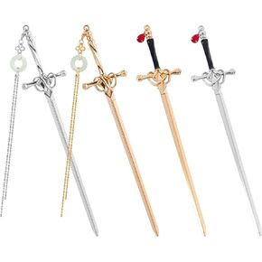 Framendino, 4 Pack Sword Bookmark Metal Retro with Tassel Pendant Bookmarks for Reader